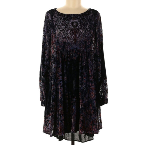 Free People Black and Purple Midi Dress - Picture 2 of 9